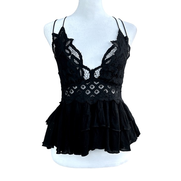 🚫 SOLD Free People Adell Cami Y2K Fairycore Black M - Picture 3 of 11